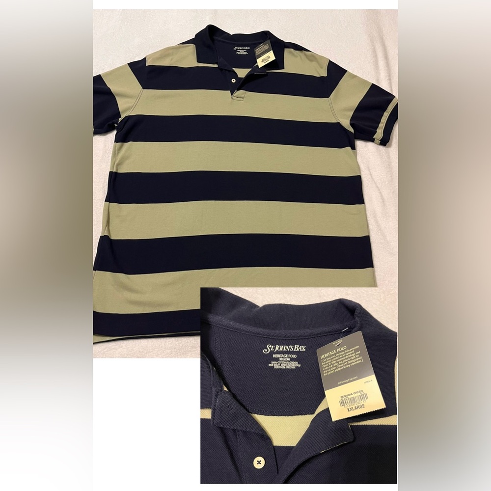 St. John's Bay Heritage Polo in Navy and Sage
